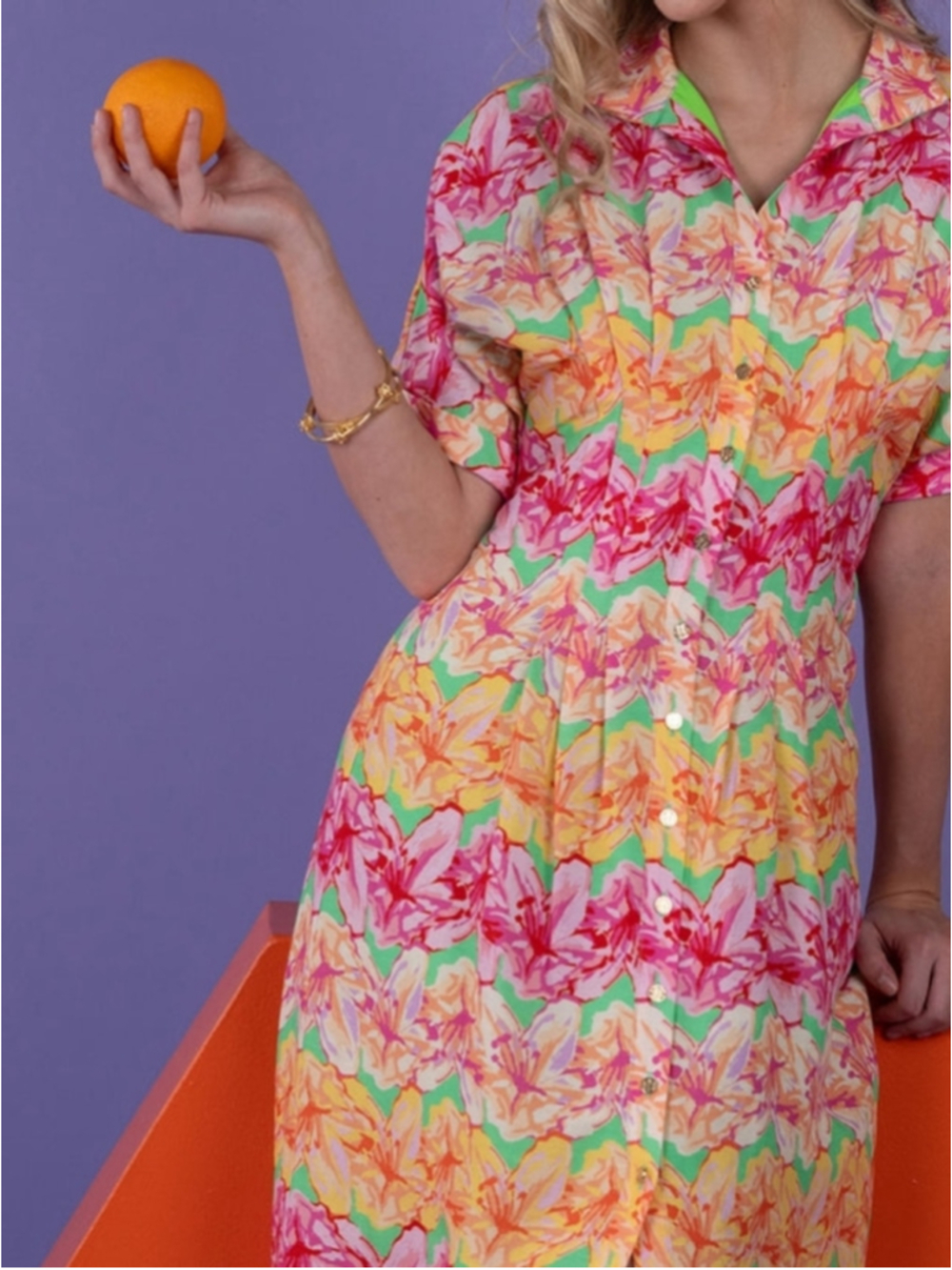 Emily Mccarthy The Georgia Dress In Azalea Multicolor Floral Women's Medium